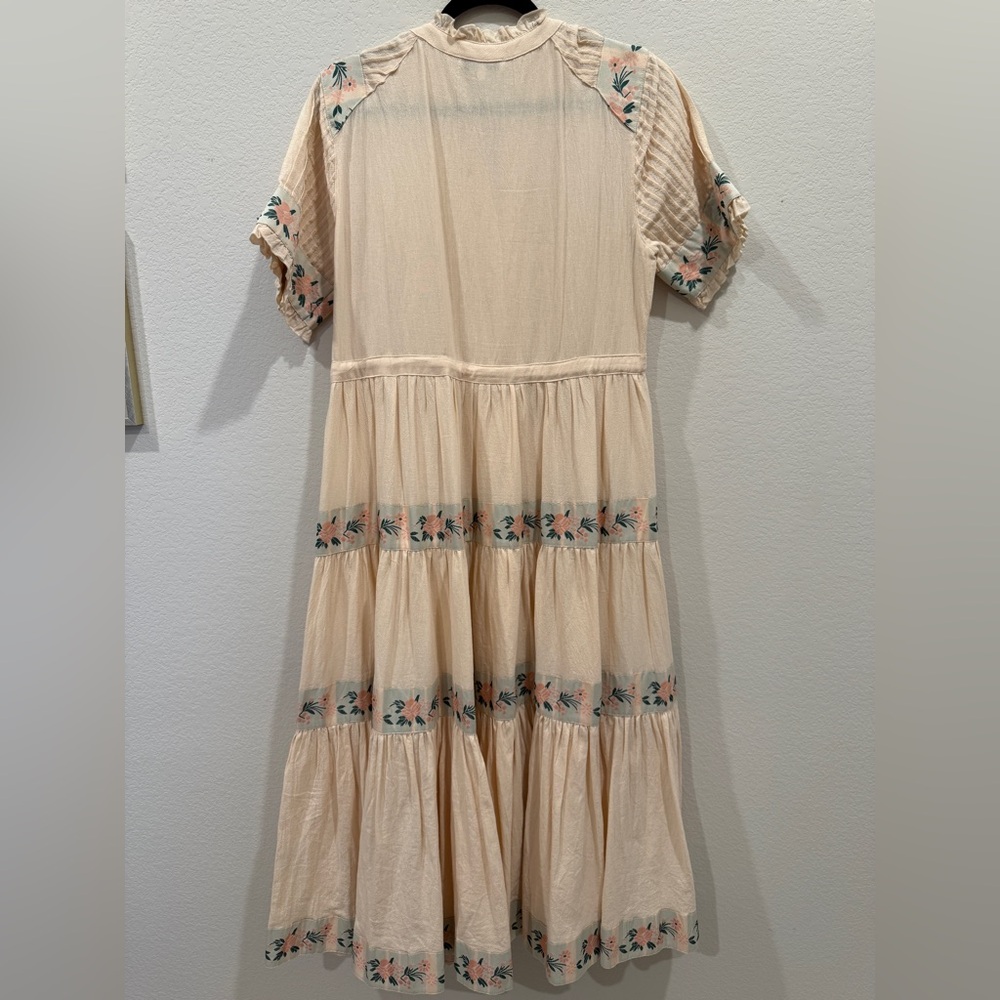Ivy City Co Cream Holland Tiered Midi/Maxi Dress with Pastel Floral Ribbon Trim - Picture 8 of 8